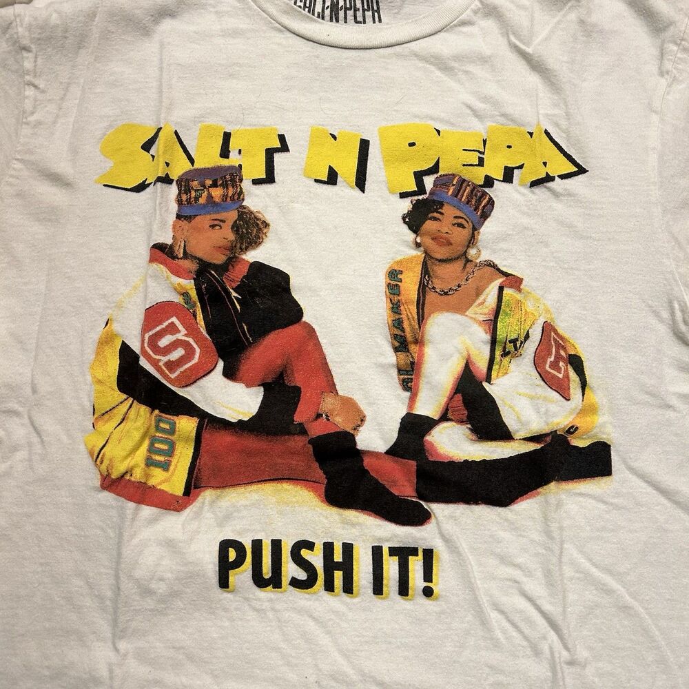 Salt-N-Pepa "Push It" Graphic T-Shirt Small White Hip Hop Rap 90s Style Tee - Picture 2 of 10